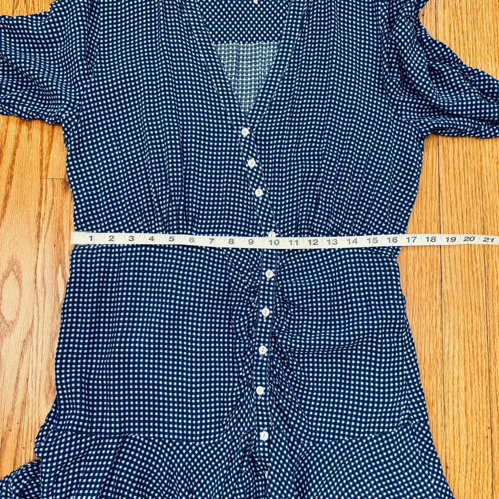 Free People boho rippa ruffle sleeve button up V-nek blue white gingham dress XL - Picture 15 of 16